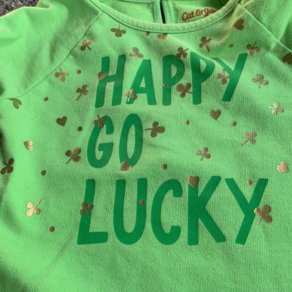 St Patrick’s Top 4T Girl Happy Go Lucky Clover - Picture 3 of 3